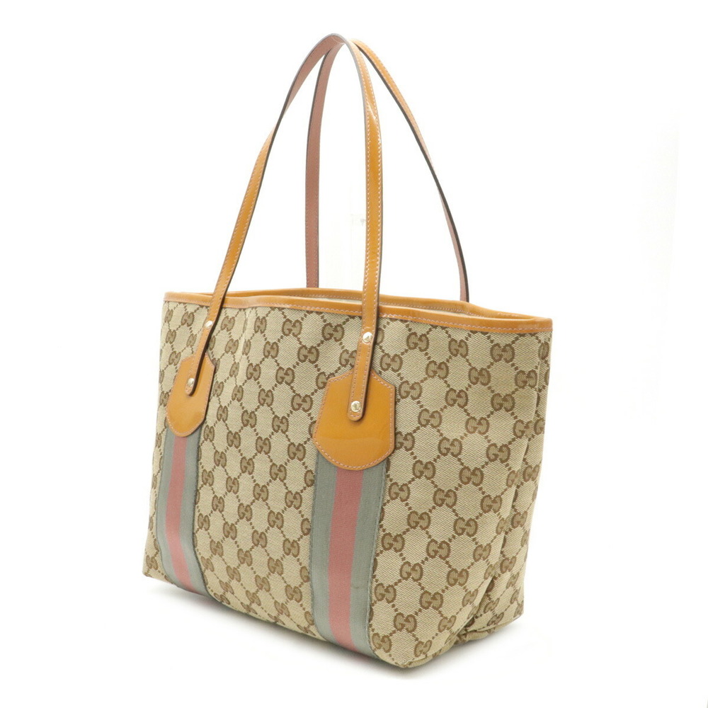 Gucci Beige Patent Leather Bag Tote GG